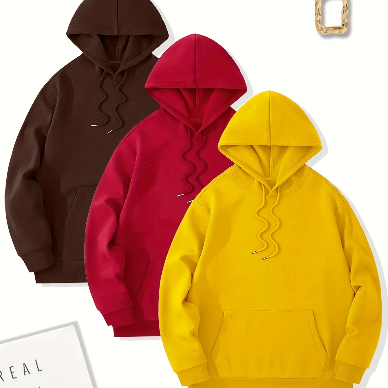 

3pcs Plus Size Men's Outdoor Sports Hoodies, Fashion Casual Hooded Sweatshirt For Big & Tall Guys