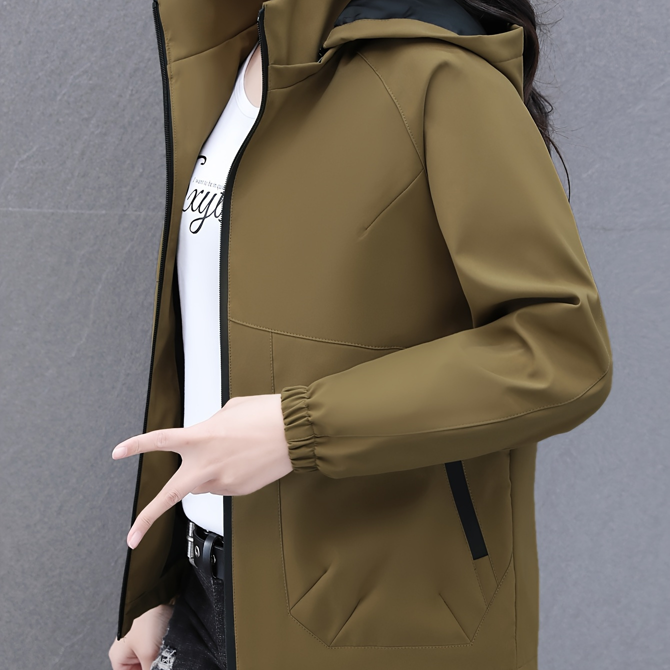women's lightweight hooded jacket spring/fall casual - Temu