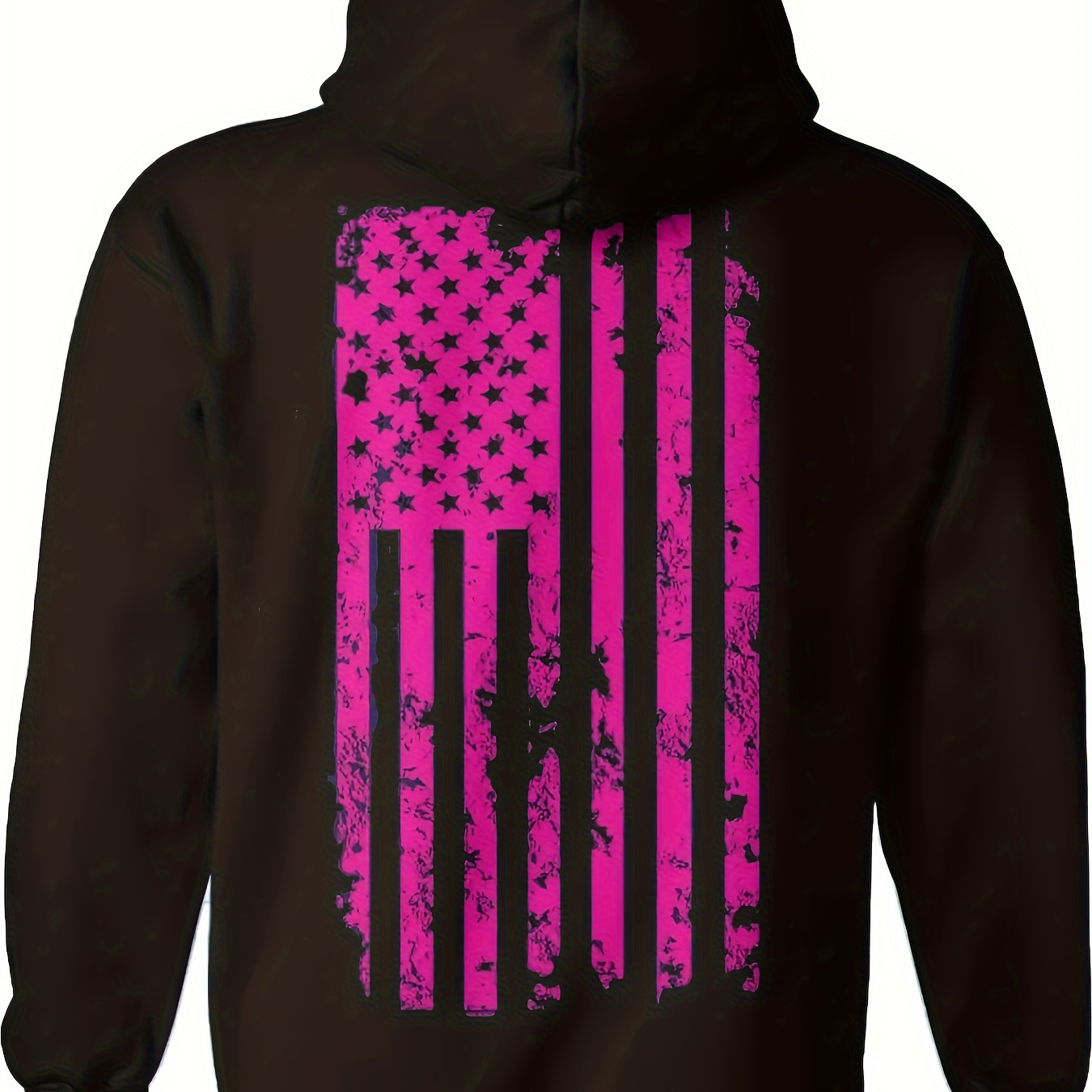 

Pink American Flag - Unisex Hoodie Sweatshirt - Pullover Hoodie - Print On Back - Fashionable Cut With Front Pouch Pocket, For Everyday