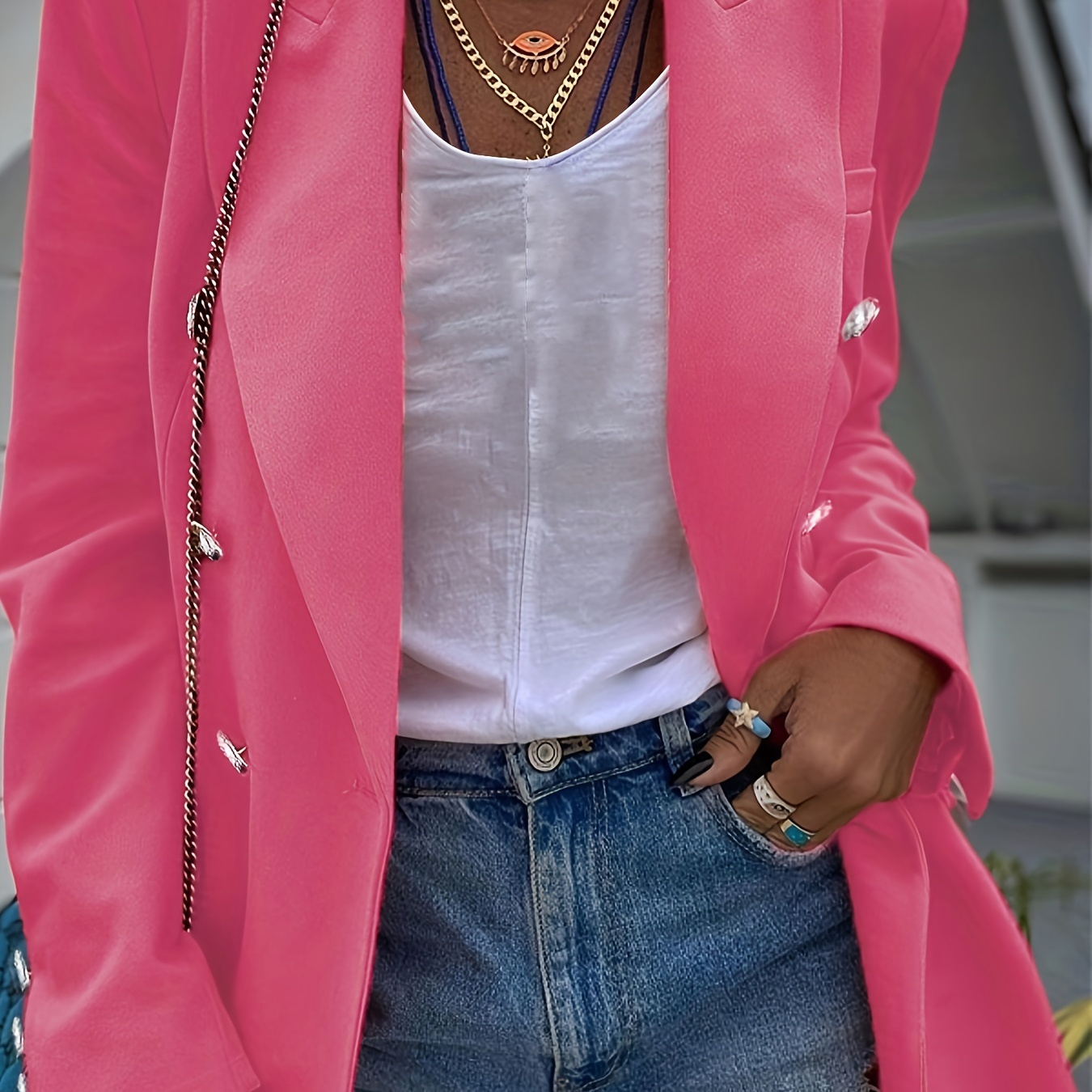 Plus Size Basic Blazer & Shorts Suit Sets, Women's Plus Solid Lapel