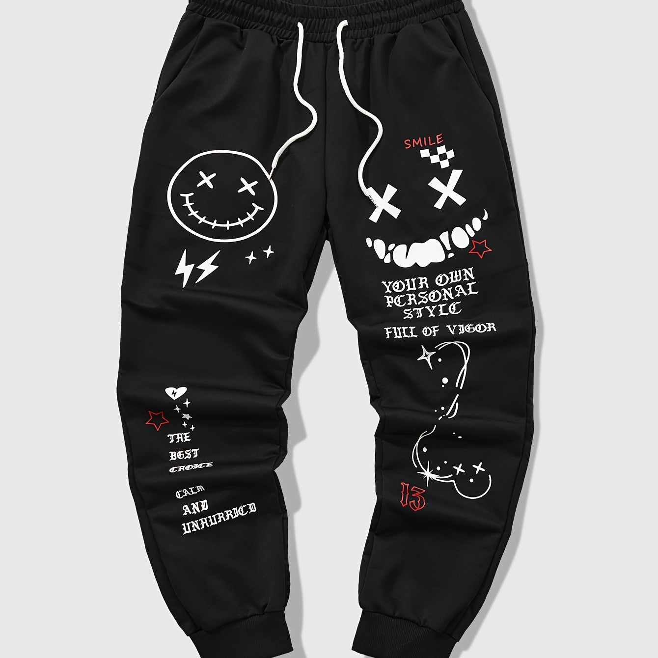 

Men's Letters & Print Jogger Sweatpants With Drawstrings, Casual Sports Trousers As Gift