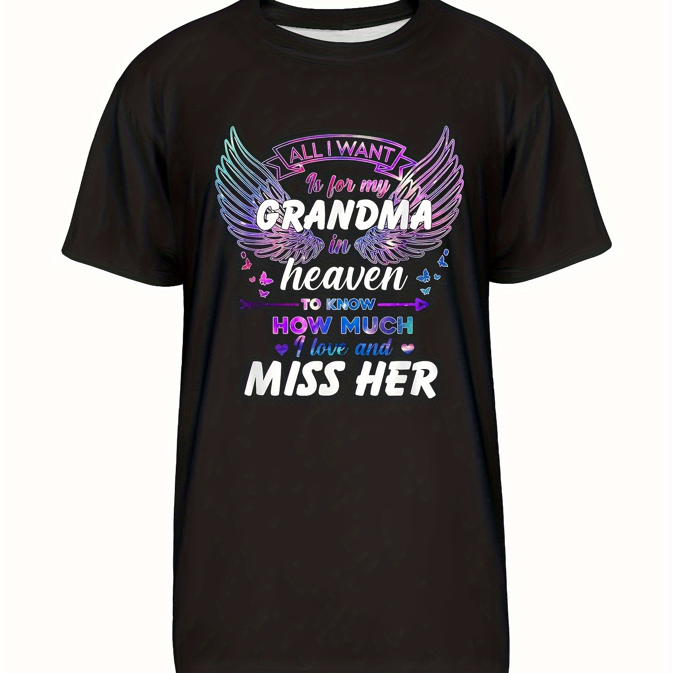 

Memory Grandma, I Just Want The Grandma T-shirt In Heaven, Suitable For Men And Women, Gifts, Family Commemorative T-shirts, Short Sleeved T-shirts, , Round Neck, T-shirts