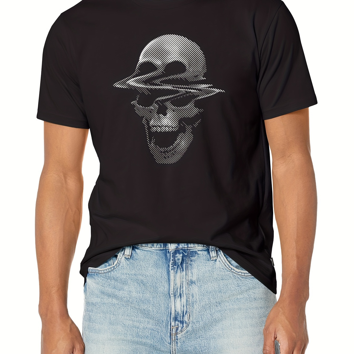 

Cool Skull Graphic Design Crew Neck Short Sleeve T-shirt For Men, Casual Summer T-shirt For Daily Wear And Vacation Resorts