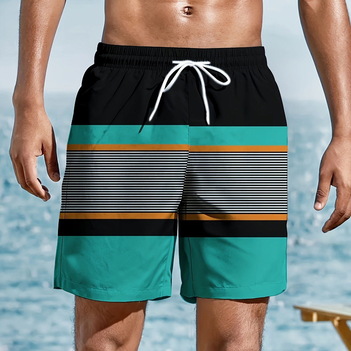

Men's Casual Novelty Color Block Comfy Shorts With Drawstring And Pockets, Loose Home Pajamas Bottom