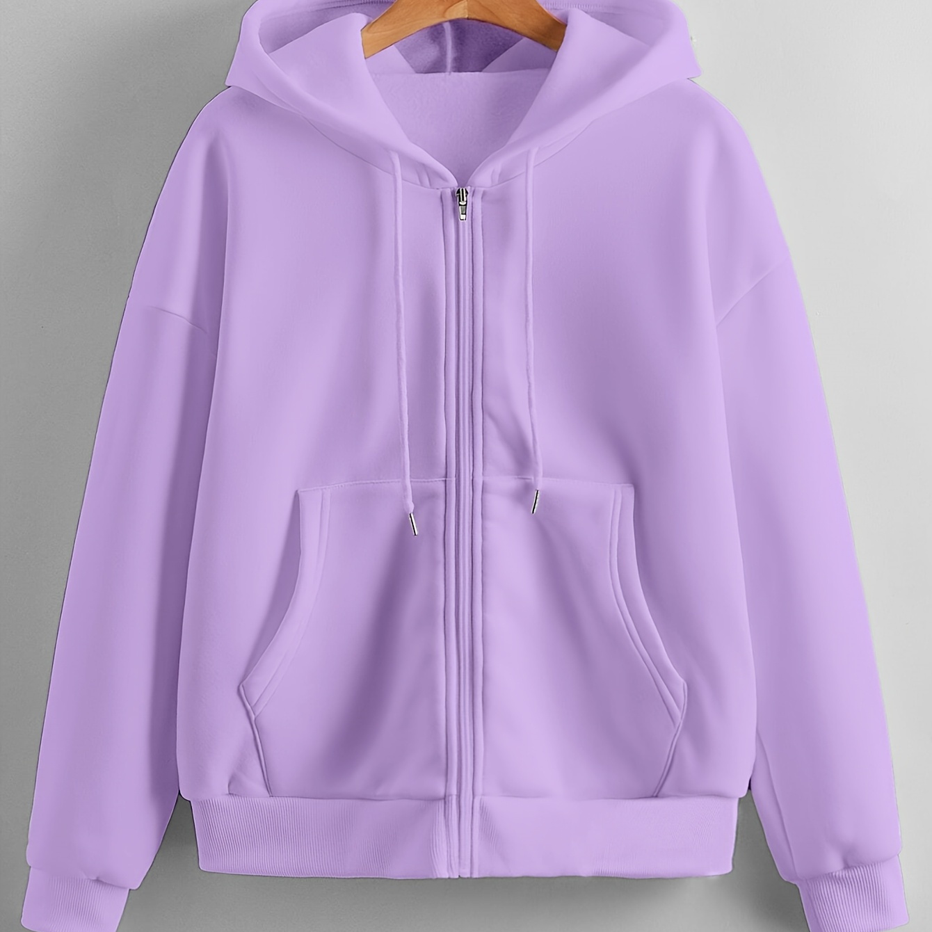 Sweat à capuche zippé en polaire confortable pour femme - Sweat-shirt décontracté à manches longues violet avec poche kangourou, épaisseur chaude pour l'automne/hiver, élégant et confortable