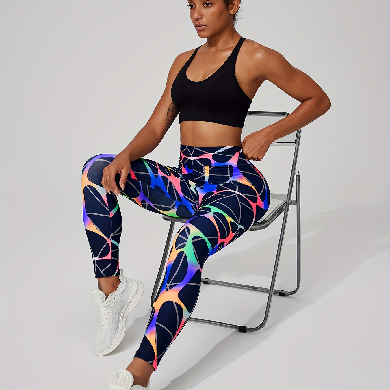 

Women's High-stretch Fluorescent Colorblock Yoga Leggings - Comfortable, Breathable Activewear Pants For All