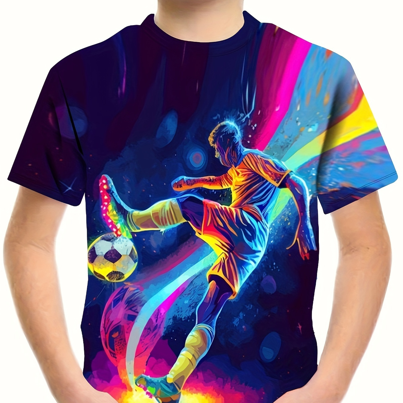 

Colorful Soccer Player 3d Print Short Sleeve T-shirts For Boys - Cool, Lightweight And Comfy Summer Clothes!
