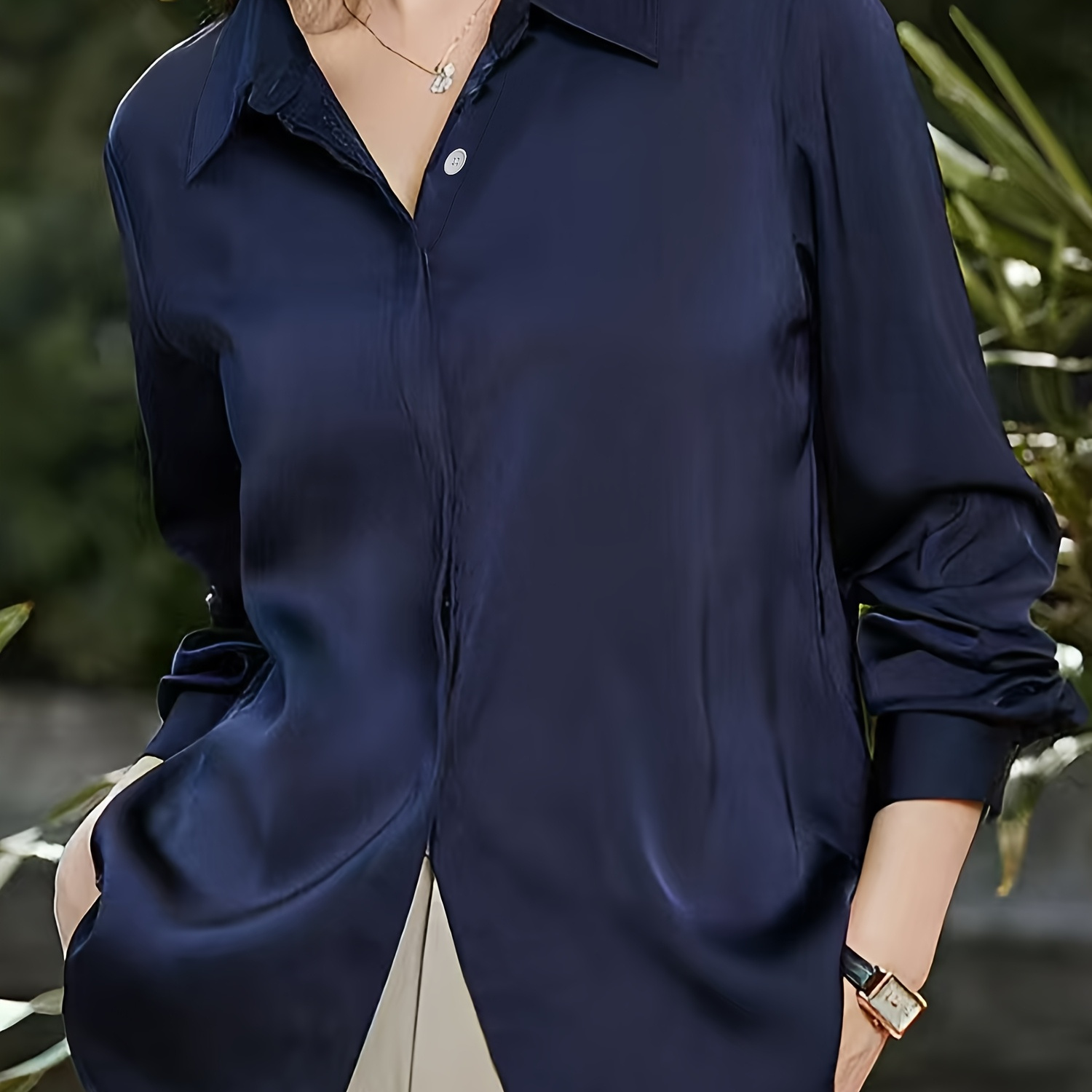 

[1pc Blue Long Sleeve Shirt] 1pc 's Long Sleeve Shirt, Polyester , Regular Length, Solid Color, Button Detail, Spring/autumn Season, Regular Fit