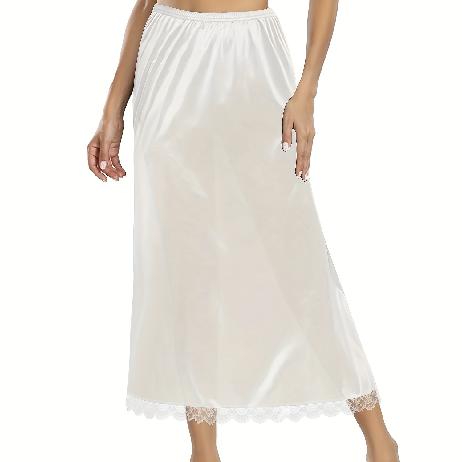 thumbnail image 2 of White Floral Lace Panel Full Slip – Size 10-18 Adjustable – Vintage Style Petticoat Slip 2 of 6