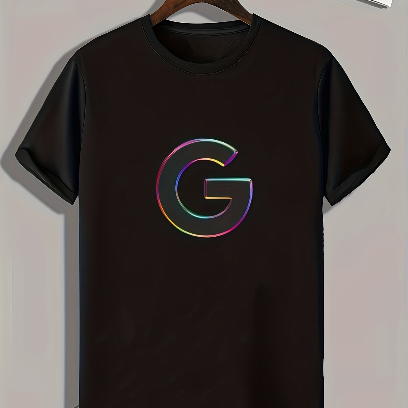 

Letter G Print, Men's Graphic T-shirt, Casual Comfy Tees For Summer, Mens Clothing