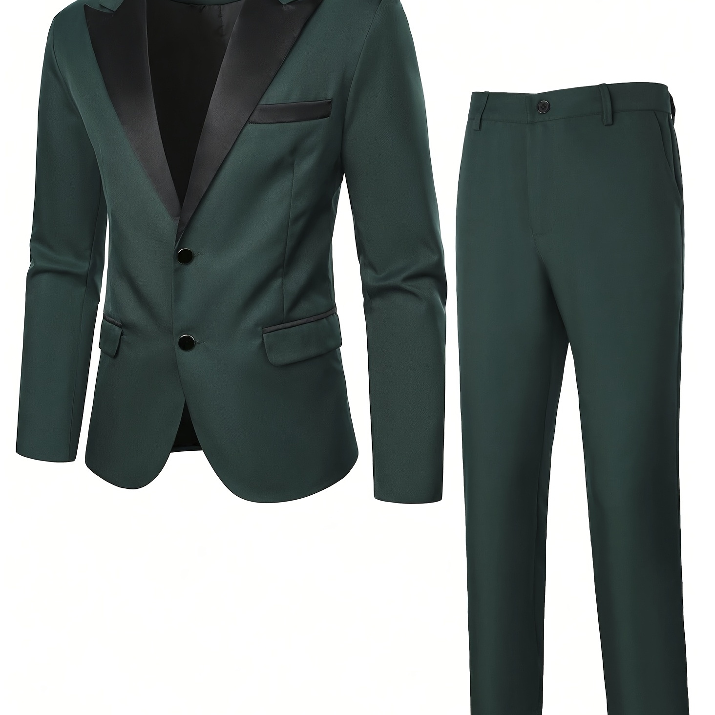 

Ensemble Costume Élégant pour Homme 2pcs Foncé avec Col à Noir - Coupe Slim, Manches Longues, Blazer & Pantalon en Polyester pour , Fêtes &