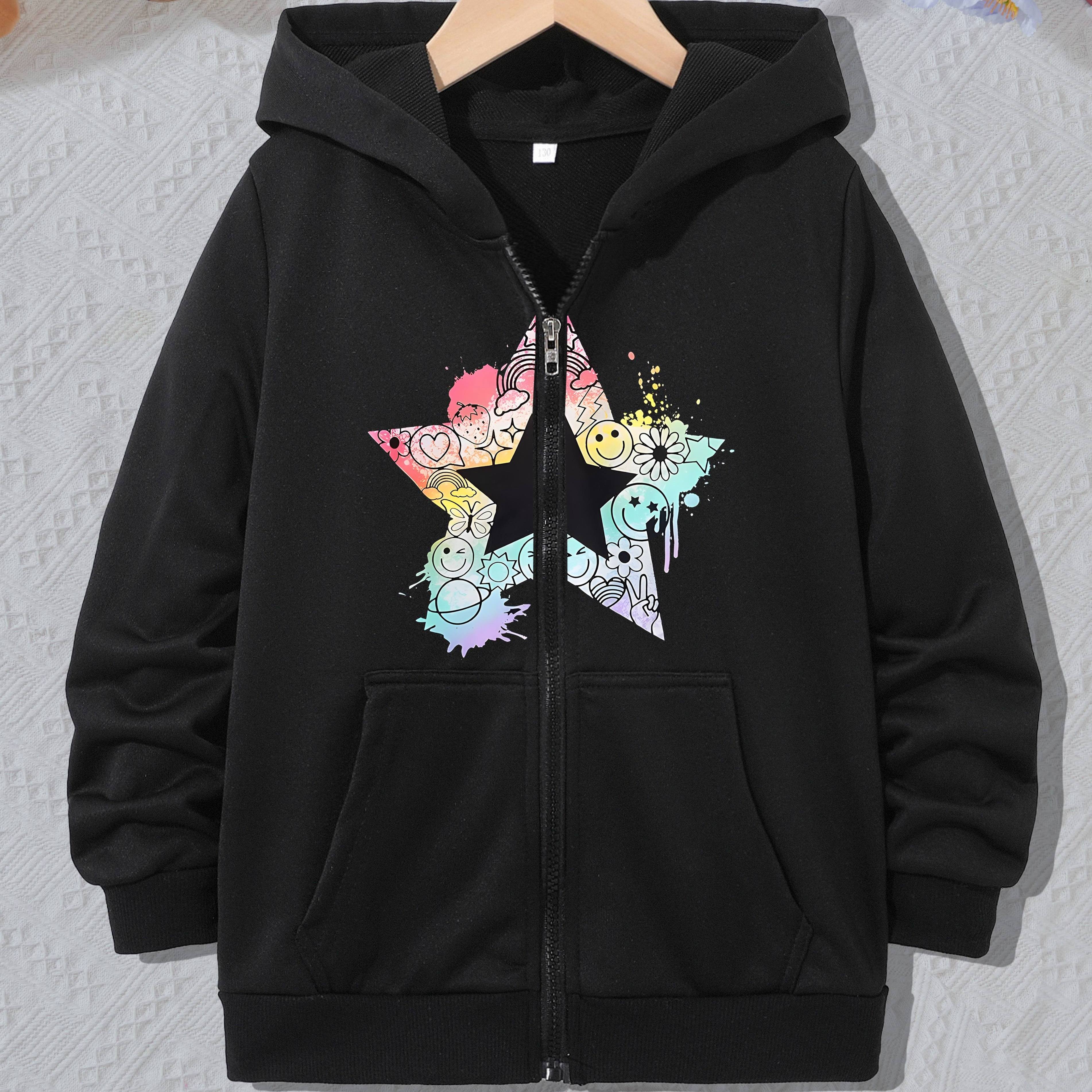 

Star Print Girls' Long Sleeve Jackets Casual Polyester Hooded Zipper For Spring/fall