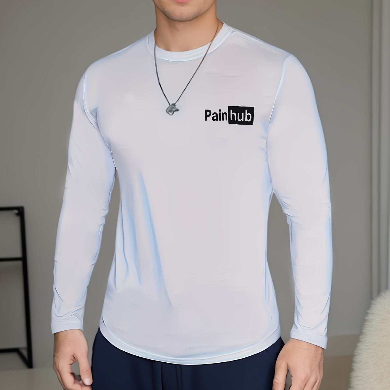 

2 Pcs Men's Cool Pain Letter Print Loose Long Sleeves, Comfortable & Skin-friendly Style Tops For Men's Cozy Loungewear