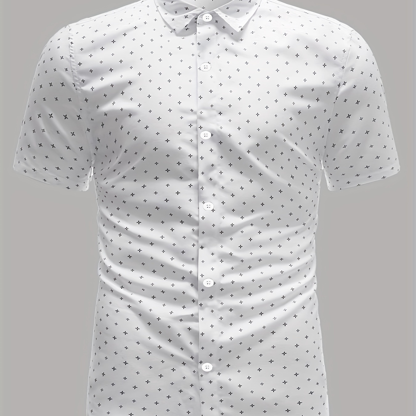 

Tiny Star Pattern Hawaiian Shirt, Men's Casual Button Up Short Sleeve Shirt For Summer Vacation Resort