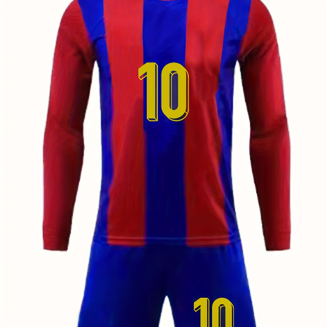 

2pcs Boys Striped #10 Jersey Set, Long Sleeve Dry Jersey & Set For