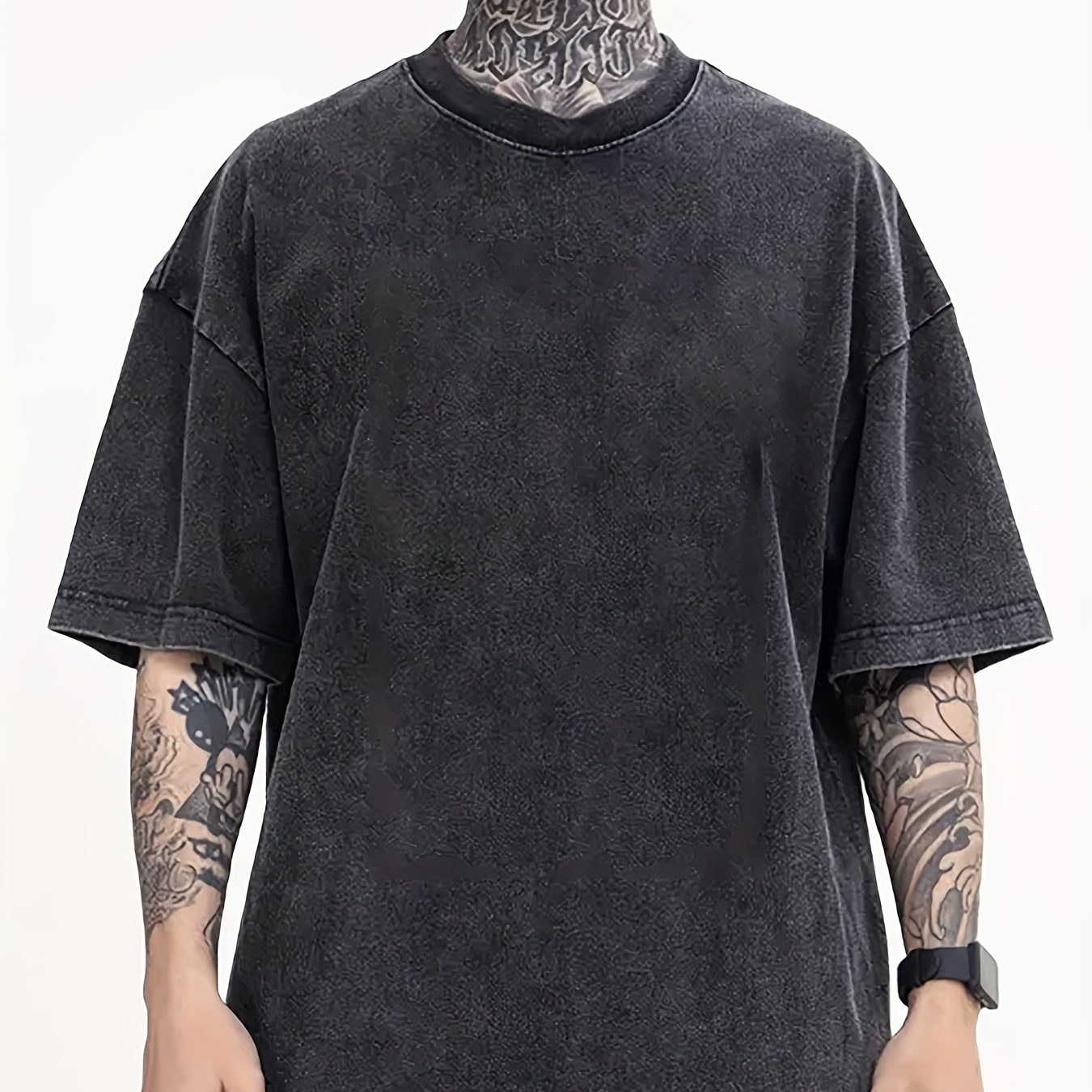 

Men's Cotton Hip Hop Style T-shirt, Men's Casual Street Style Stretch Round Neck Tee Shirt For Summer