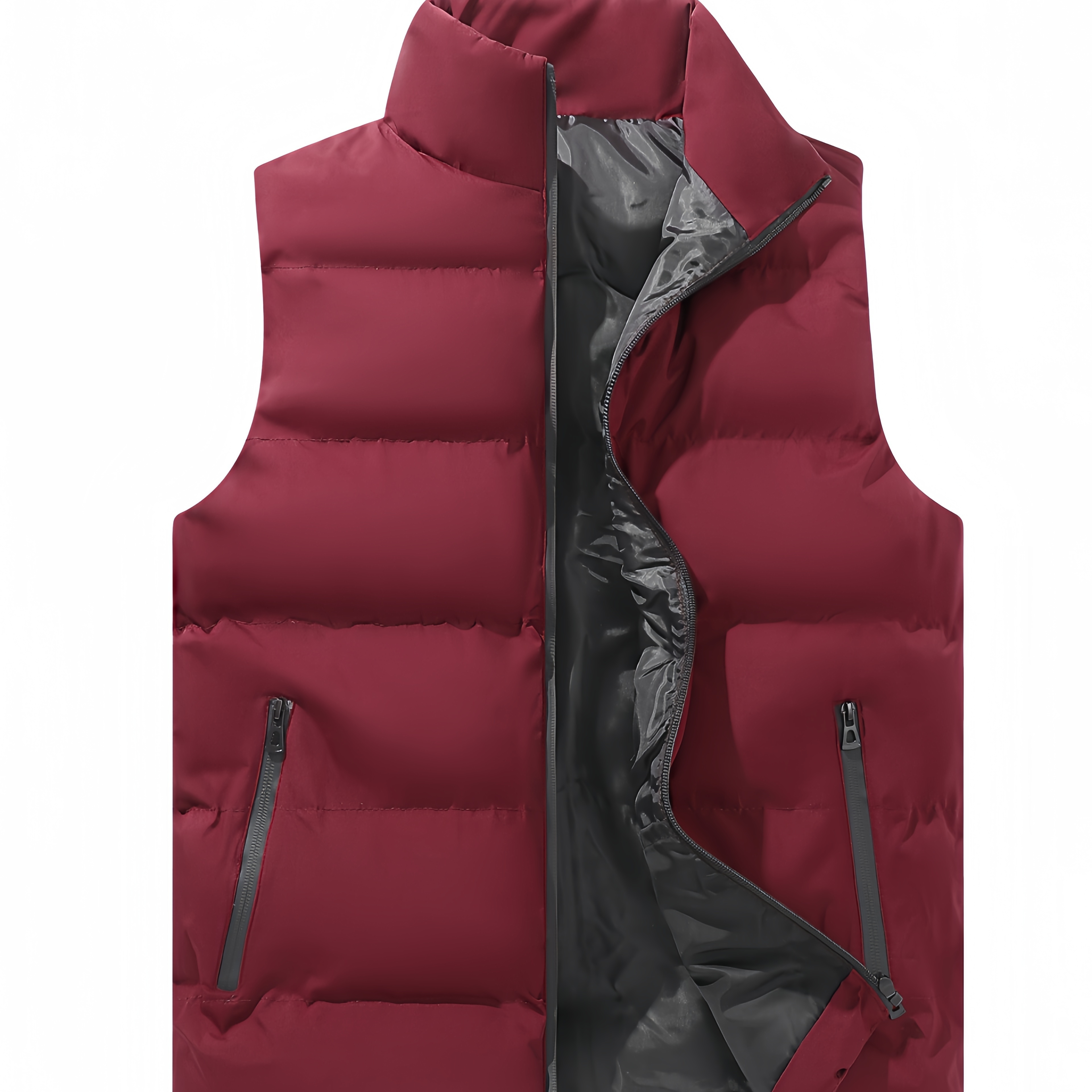 

Men's Cozy Winter Vest - Water-resistant, Zip-up With Multiple Pockets, Stand Collar - Ideal For Hiking, Camping & Casual Attire