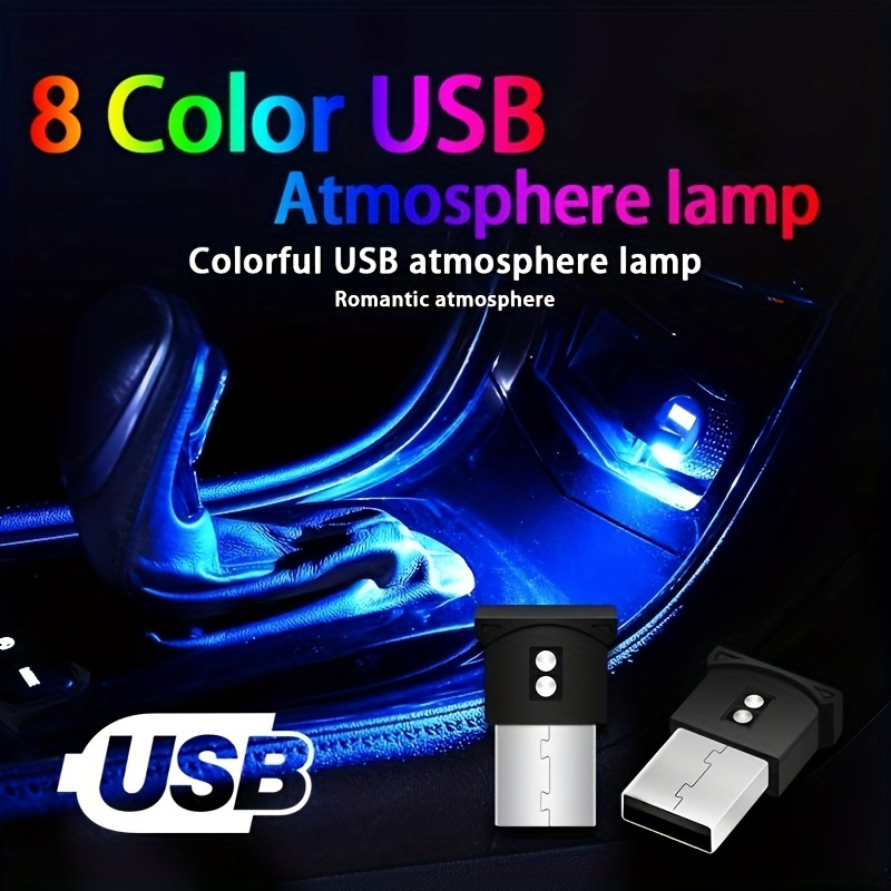 compatibles BLANC ateur de couleurs néon de voiture lumière ambiante de  voiture réglable éclairage intérieur LED USB 16 couleurs