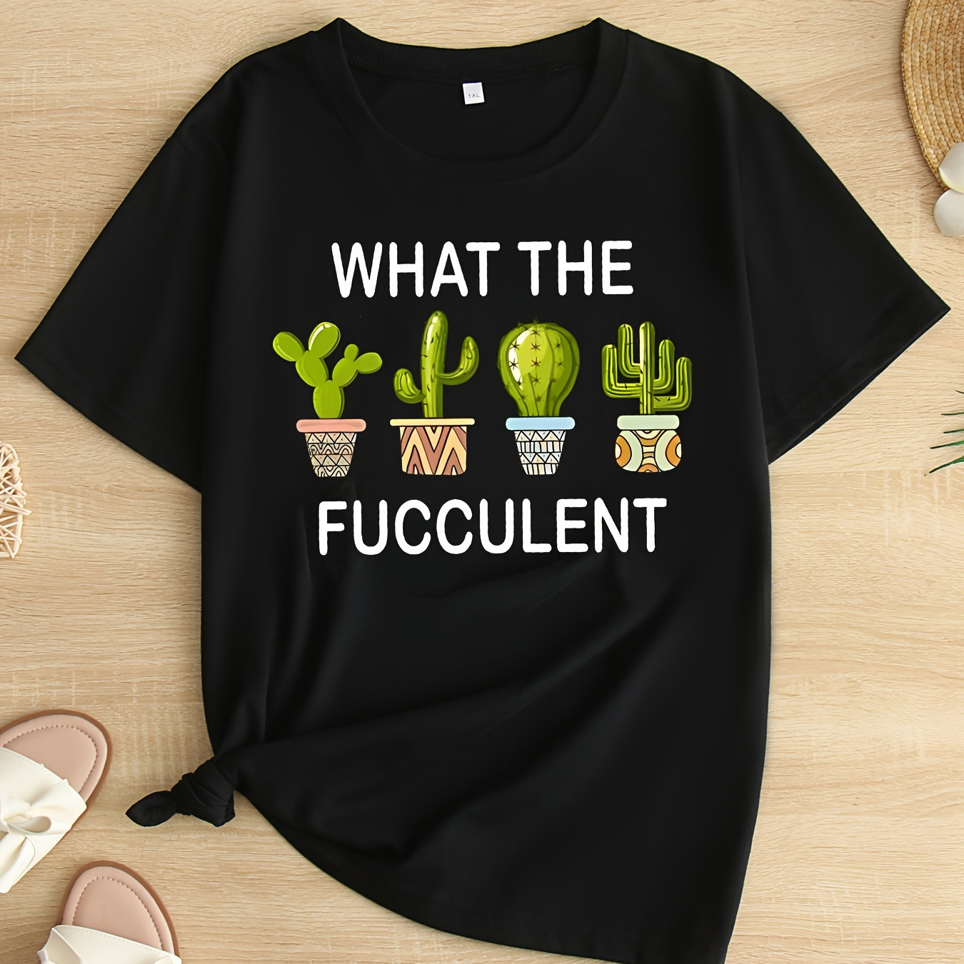 

Plus Size Graphic Print T-shirt, Casual Crew Neck Short Sleeve Top For Spring & Summer, Women's Plus Size Clothing