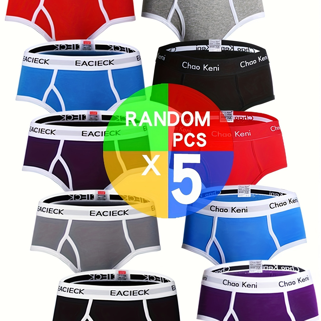 

Random 5pcs Men's Fashion Trendy Cotton Low Rise Trendy Underwear, Breathable Comfy Stretchy Briefs, Casual Underpants