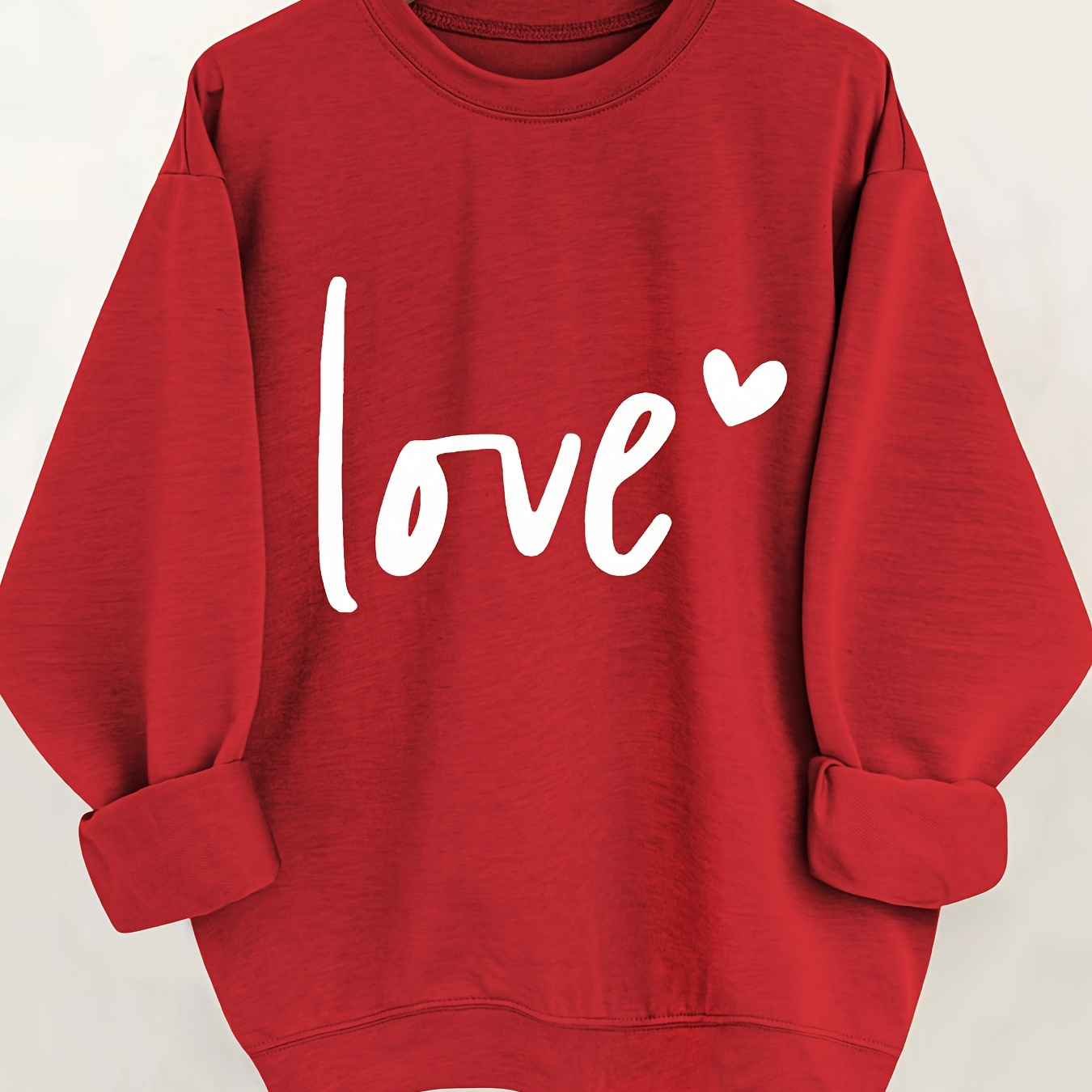 

Valentine's Day Letter Print Pullover Sweatshirt, Casual Long Sleeve Crew Neck Sweatshirt For Fall & Winter, Women's Clothing