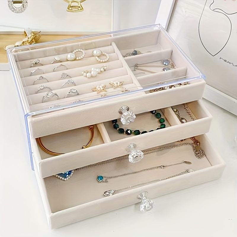 Large-capacity Jewelry Box Organizer With Mirror & Lock, Necklace Ring  Earring Storage Lockable Gift Box - Temu Bahrain