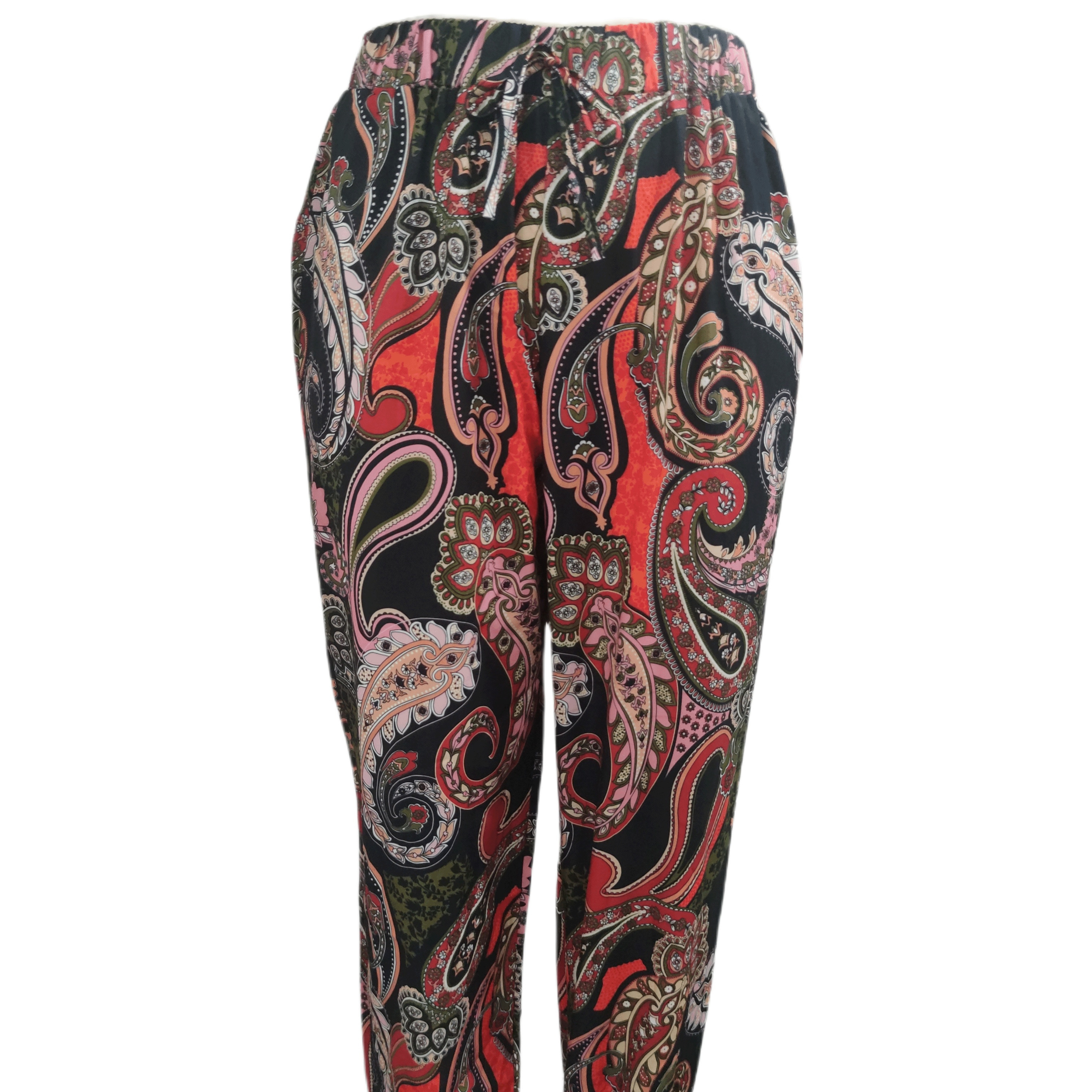 

Paisley Print Fitted Bottom Joggers, Boho Elastic Waist Pants For Spring & Summer, Women's Clothing