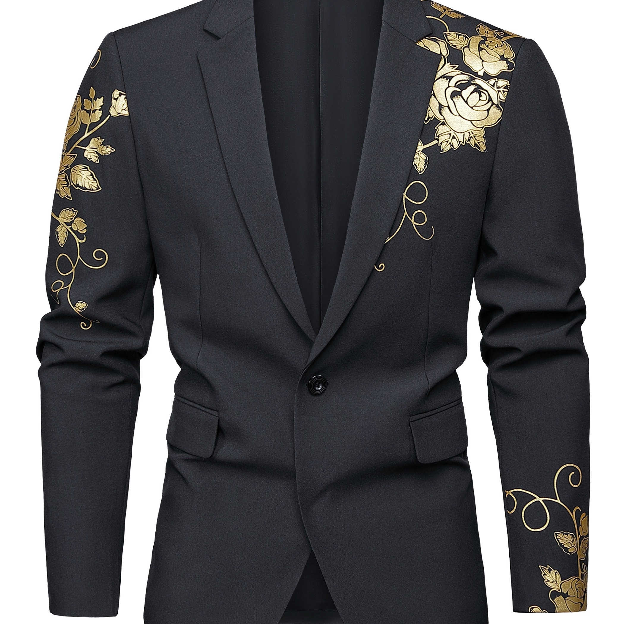 

Men's Floral Pattern Stylish Suit Jacket, One-button Suit Blazer For Leisure Party