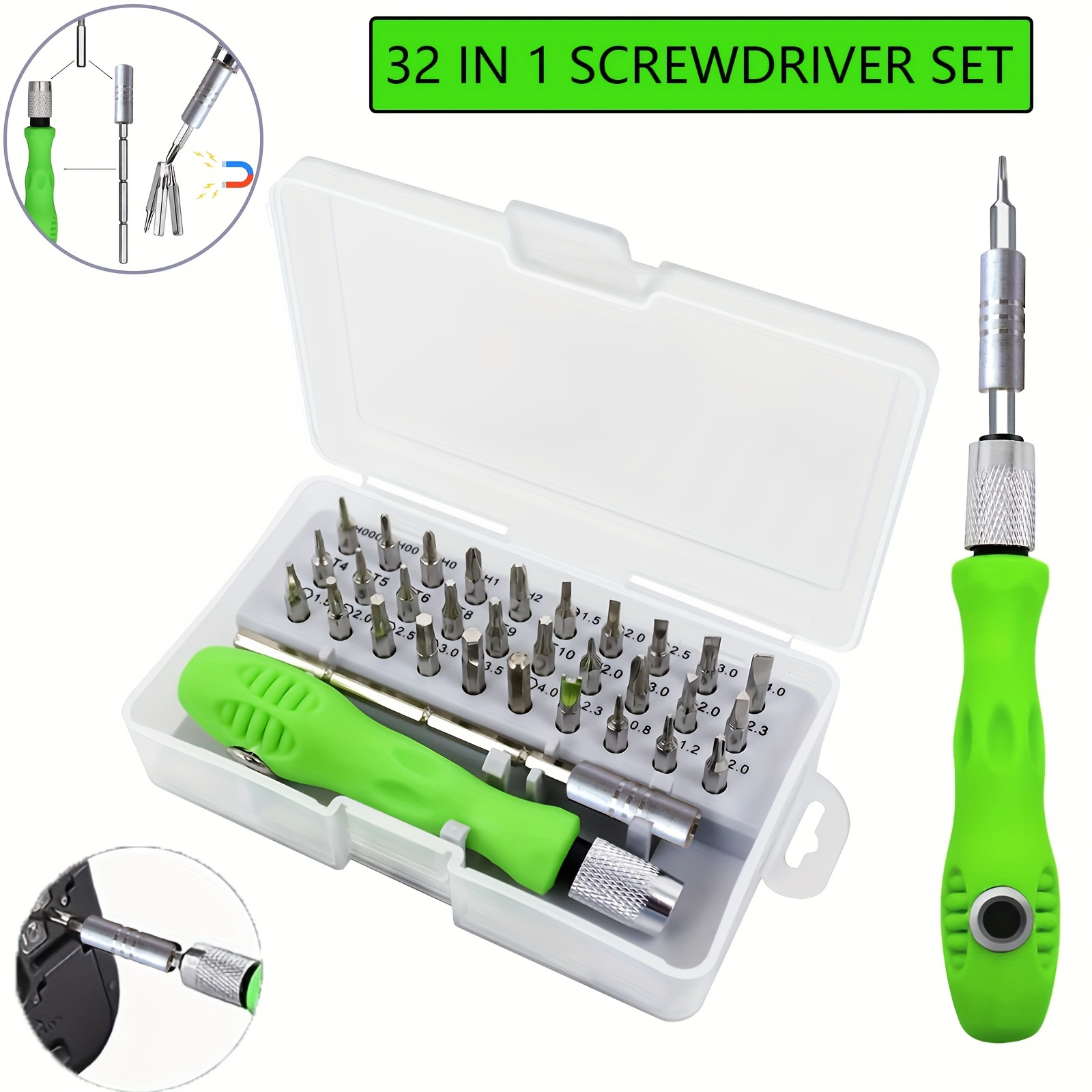 Tkiszyzr 32 in 1 Small Screwdriver Set, Mini Magnetic Screwdriver Set – Contains 30 Bits Precision Repair Tool Kit, Torx Screwdriver Tool Sets for