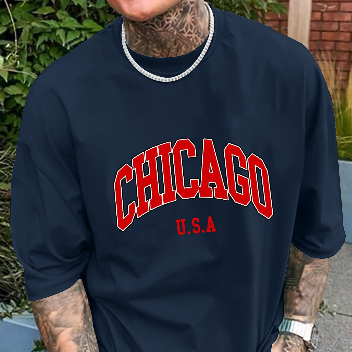 

Chicago Usa Printed Men's Casual Trendy Fashion Crew Neck T-shirt