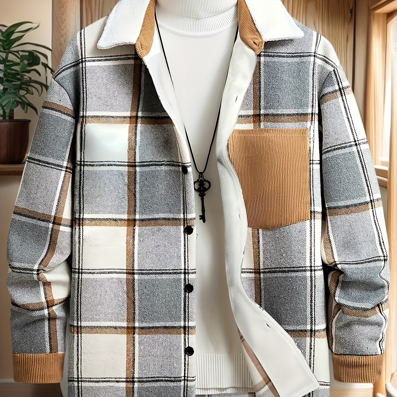 

Men' Casual Checkered Jacket