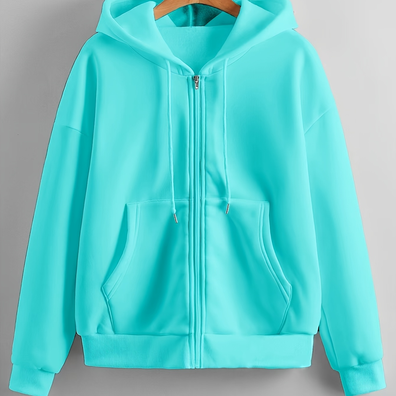 Pull-over Femme Doublé en Polaire à Capuche - Sweat Épais avec Cordon de Serrage et Fermeture Éclair, Manches Longues Coupe Ample pour Automne-Hiver, Lavable en Machine