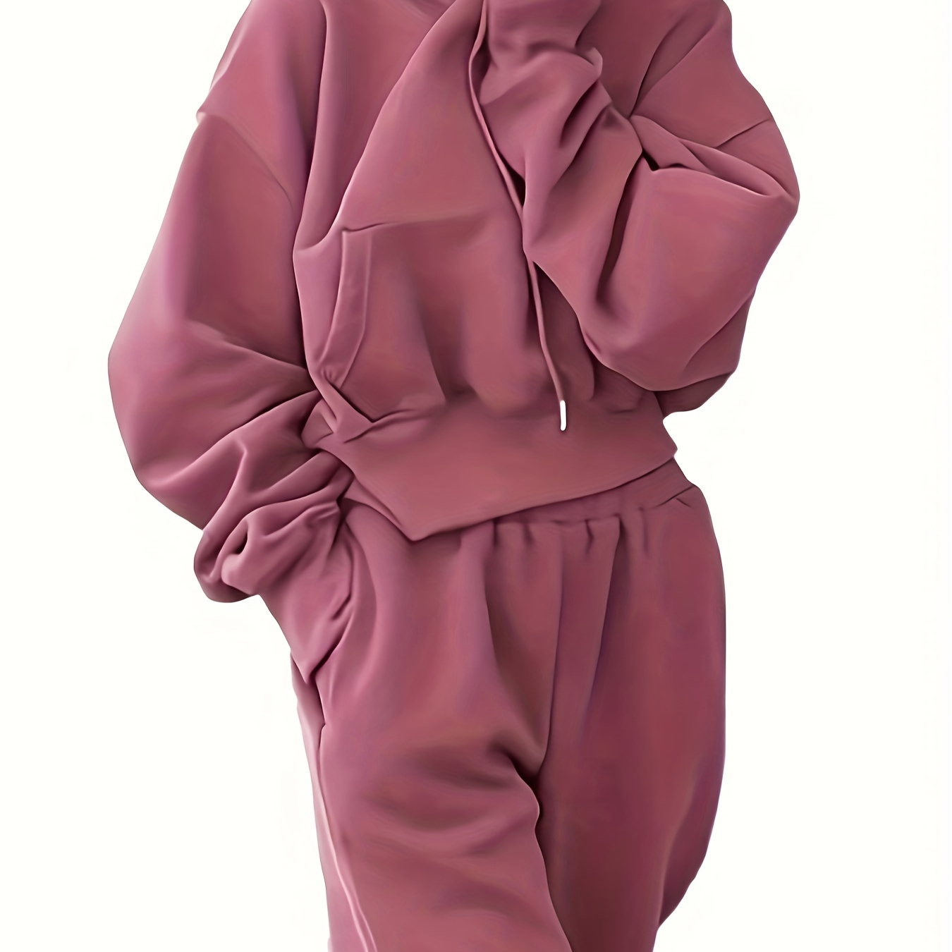 

2024 Fall/winter Solid Color Two-piece Casual Long Sleeve Sweatshirt And Drawstring Jogger Pants Set
