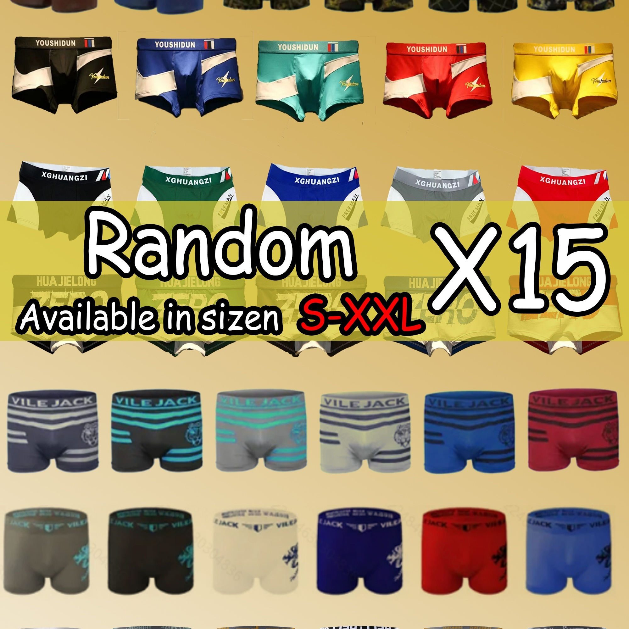 

15-pack Men's Boxer Briefs - Geometric Pattern - Breathable Knit Fabric - Polyester 95%, Spandex 5% - Medium Stretch - Dining Room Shortie Panties With 3d Crotch, Waistband, And Flat Stitching