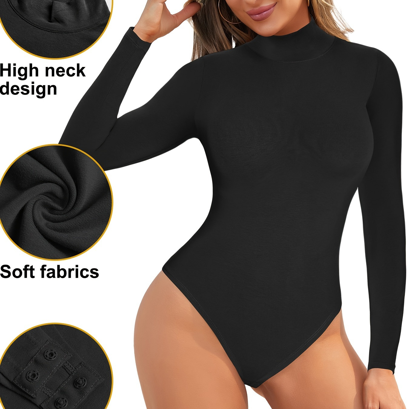 Mock Neck Shaping Bodysuit Tummy Control Slimming Long - Temu