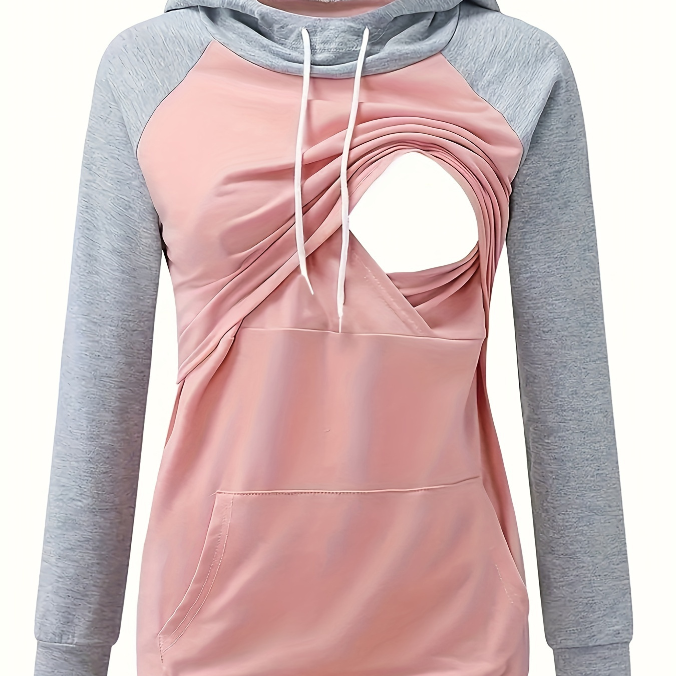 Farbblock-Pocket-Hoodie für Schwangere zum Stillen