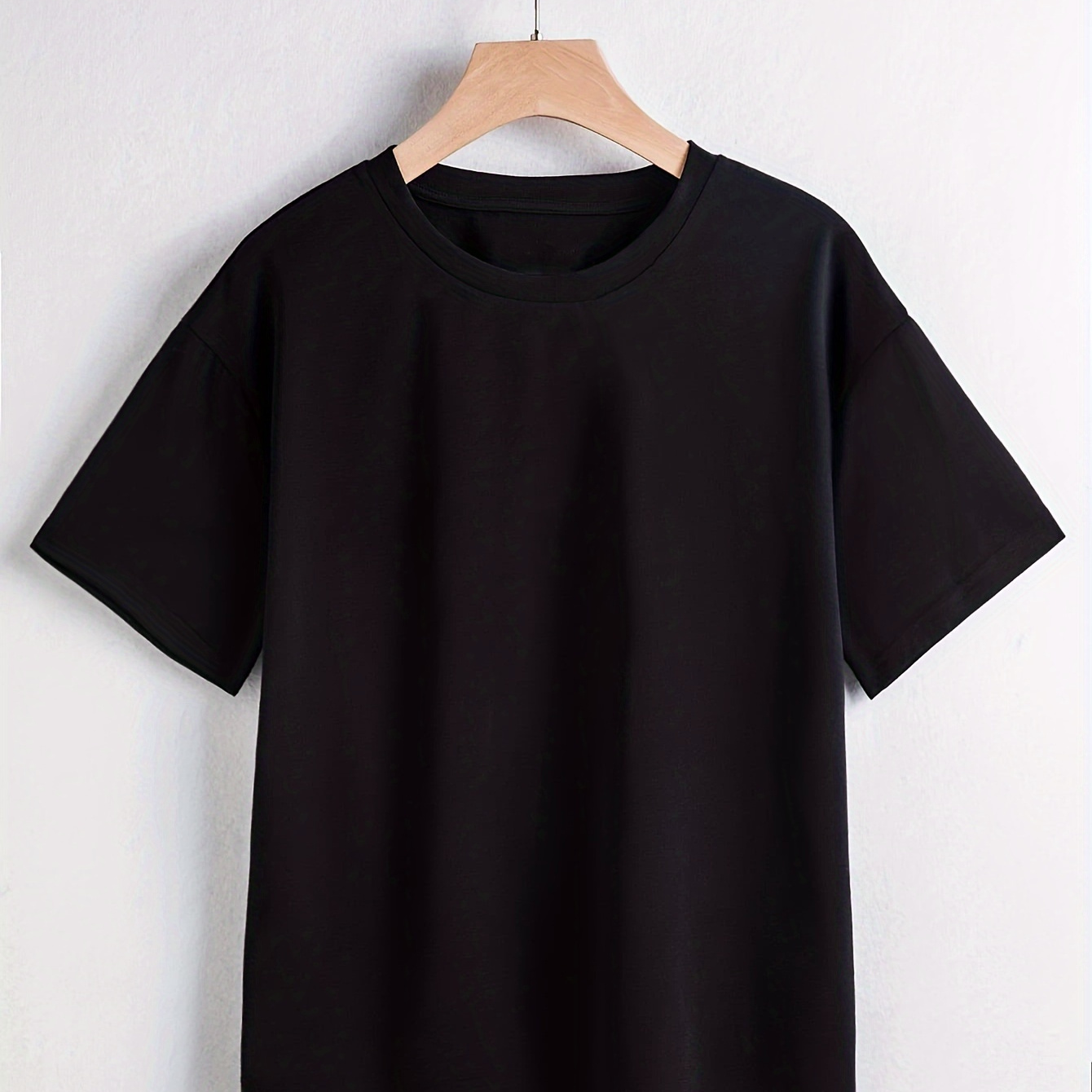 

Solid Color Casual T-shirt, Round Neck Short Sleeves Stretchy Sports Tee, Women's Comfy Tops Graphic