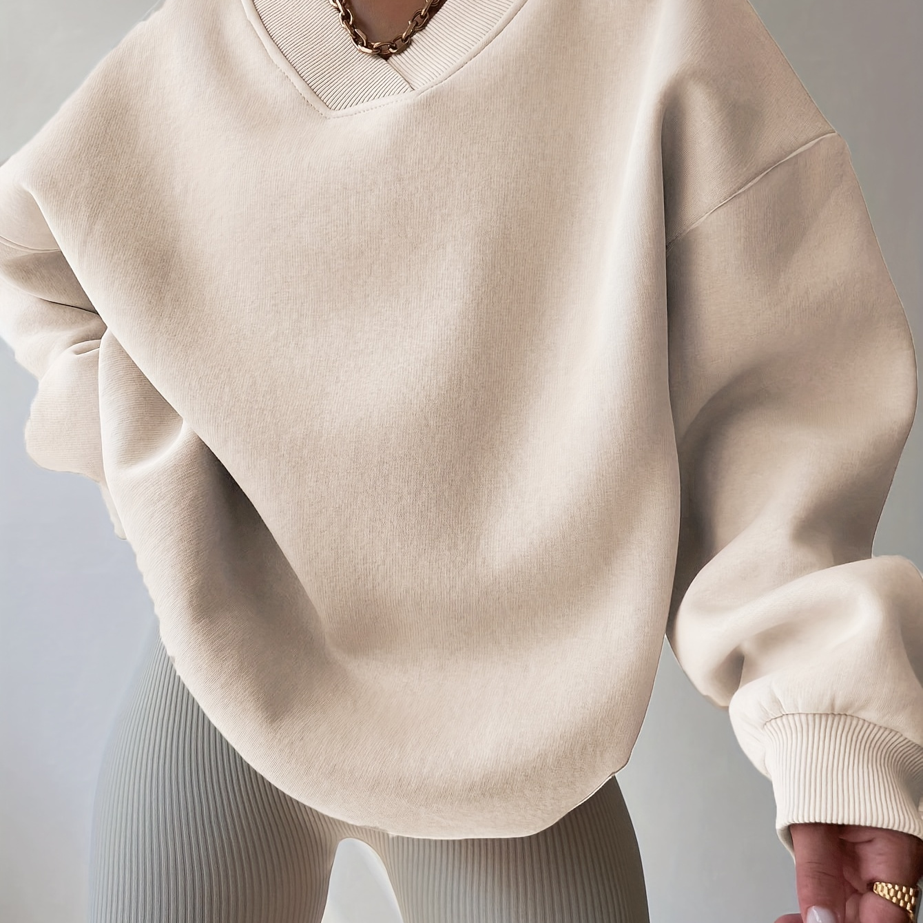 

- uni à col en V et longues décontracté, et l'hiver, vêtements femmes.