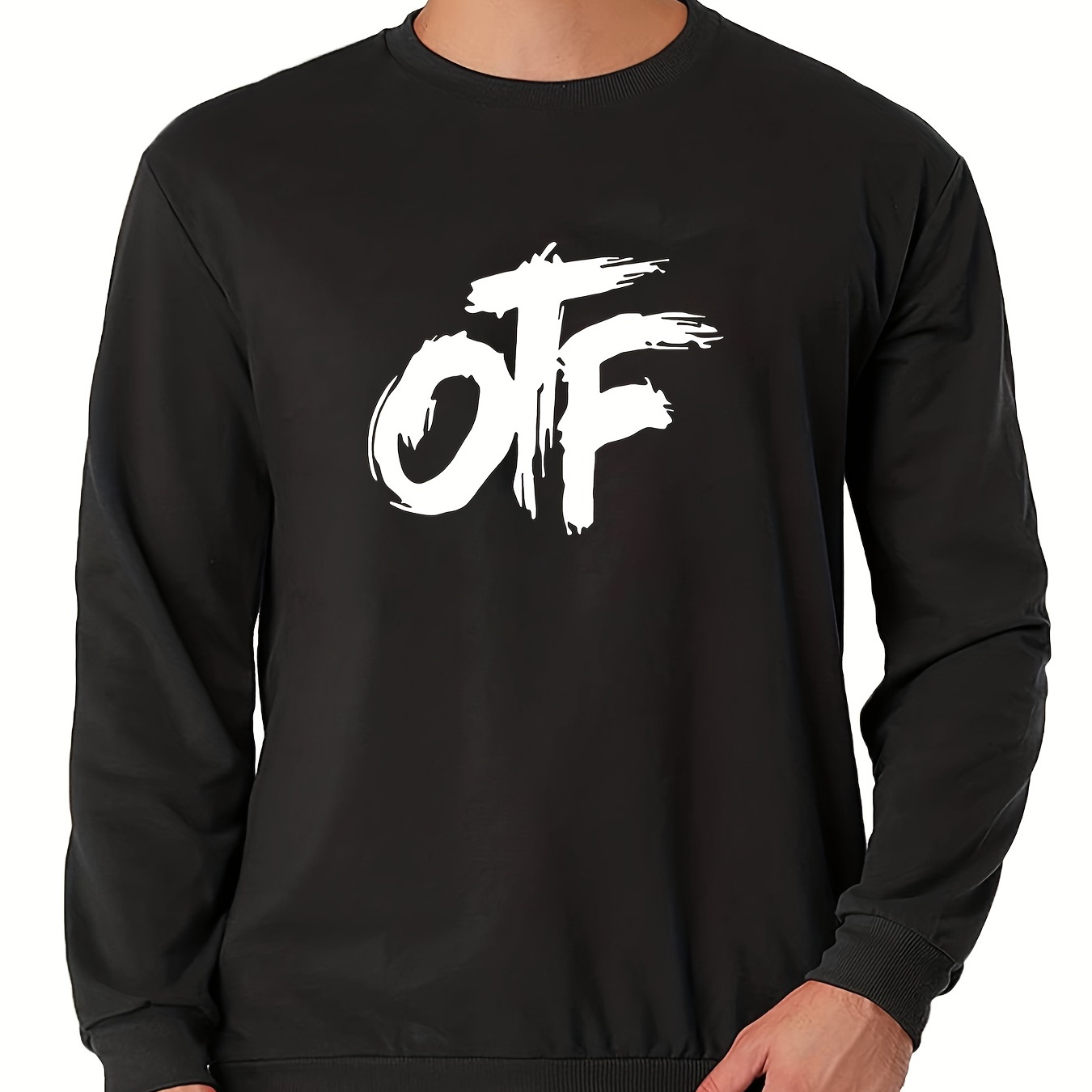 

Men's Plus Size Pullover, Comfy Long Sleeve Sweatshirt With "off" Print, Fashion & Comfortable