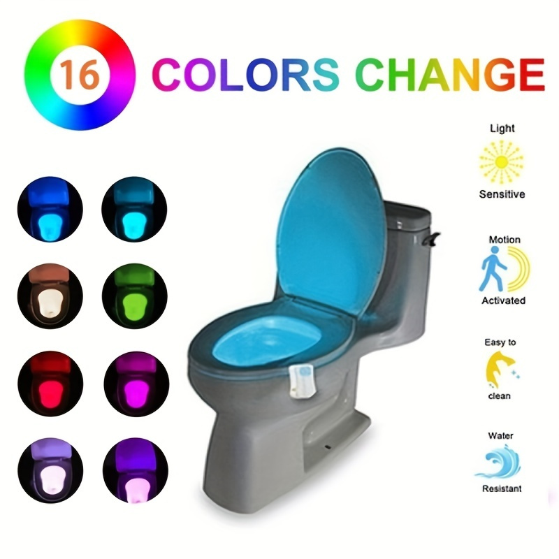 1pc 8 Colors Led Toilet Seat Light, Toilet Bowl Light With Human Body  Motion Sensor And Hanging Design