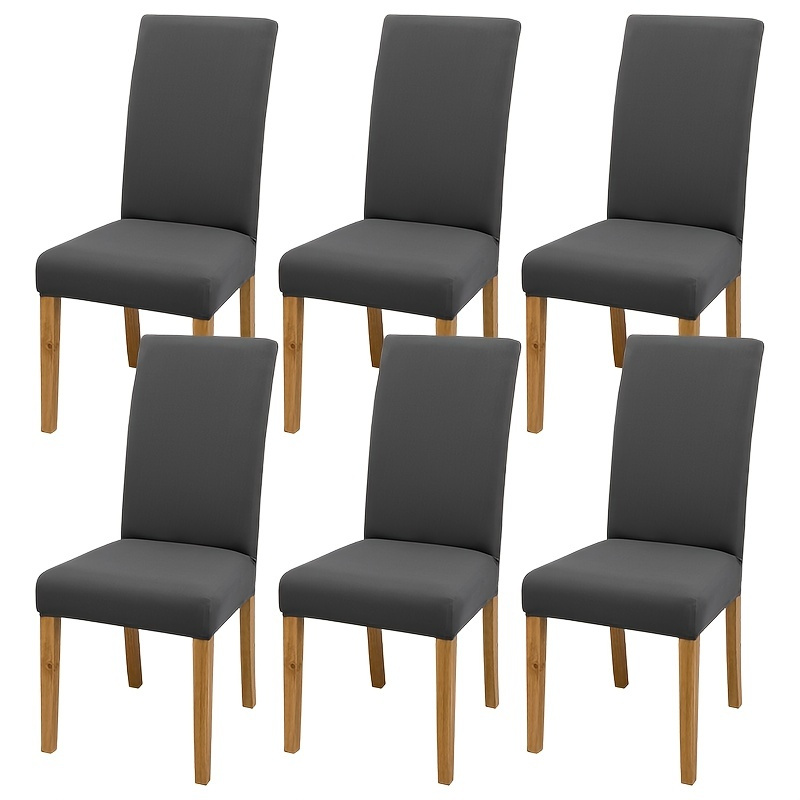 

6 housses de chaise extensibles et lavables en élasthanne de couleur unie pour salle à manger, cuisine, hôtel