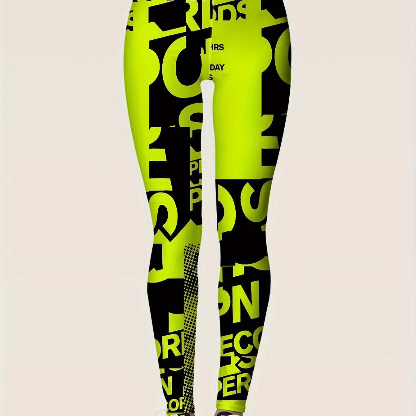 

1pc Women's Printed Leggings - , Stretchy Polyester & Elastane , Pattern, , , , For /summer/fall, Women's