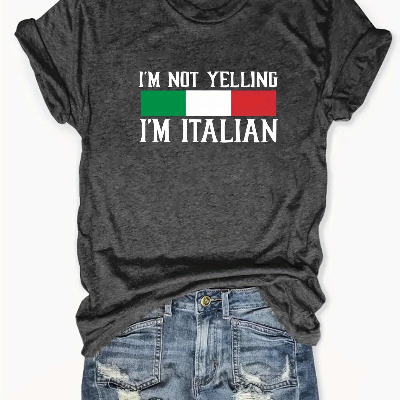 

Women's Graphic Tee "i'm Not Yelling I'm Italian", Casual Round Neck Short Sleeve T-shirt For Women, Spring/summer Collection