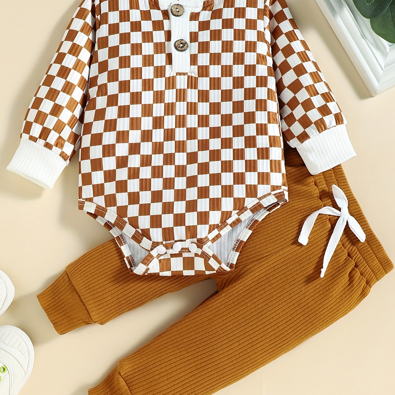 2pcs Baby Infant Boys Casual Checkerboard Long Sleeve Onesie Pants Set  Clothes, Find Great Deals Now