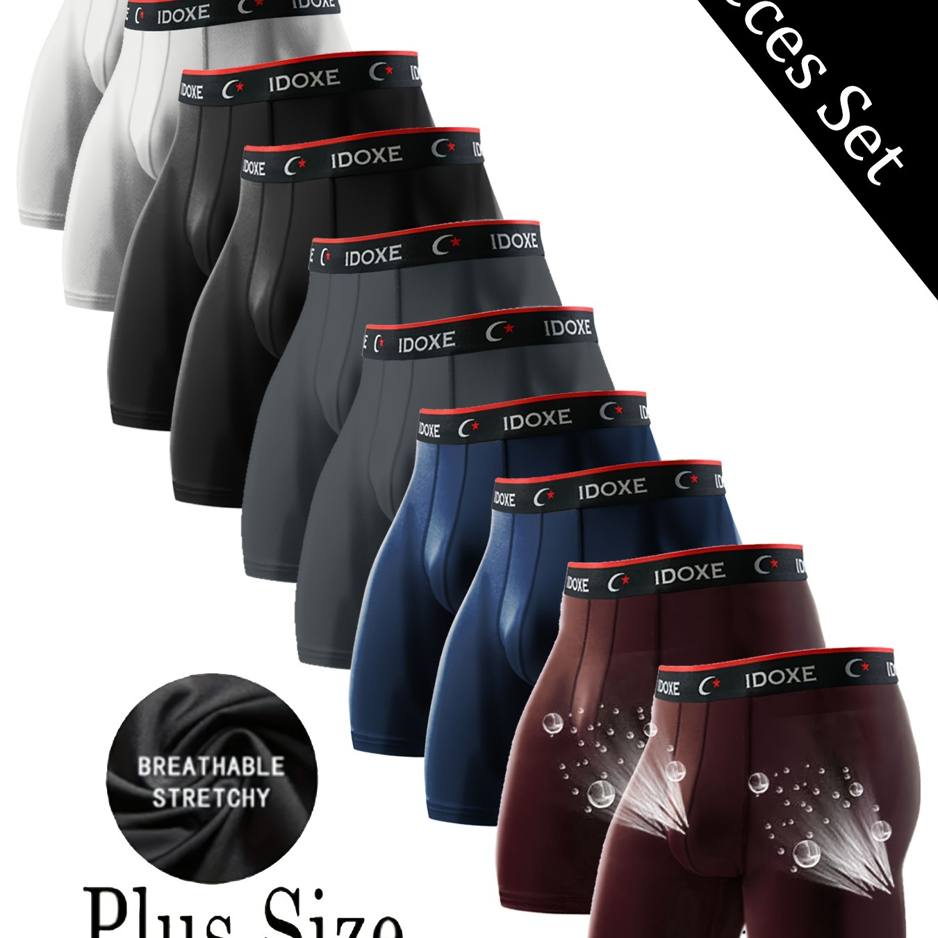 

10pcs Of Men's Sexy Popular Large Size Long Boxer Shorts, Breathable, Comfortable, Soft, Stretchy Men's Large Size Boxers, Novelty Underwear For Valentine's Day Gift, Plus Size