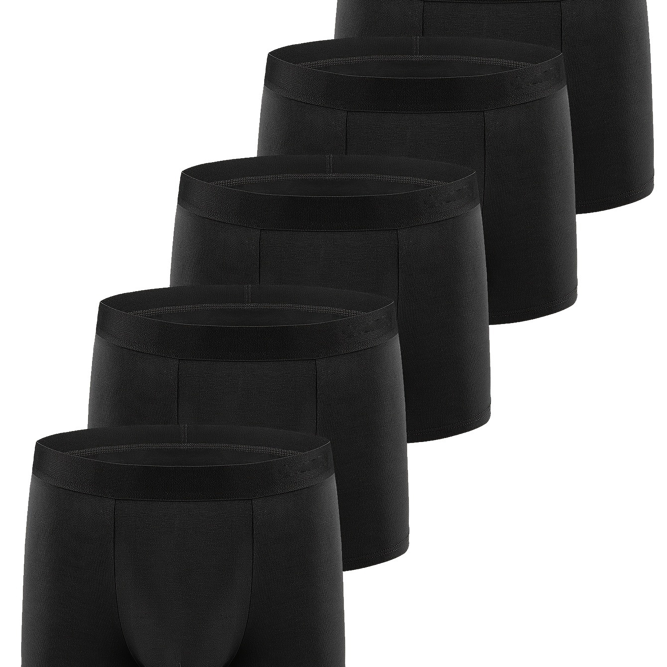 

5pcs Men's Cotton Breathable Comfy Stretchy Boxer Briefs Shorts, Casual Plain Color Boxer Trunks, Men's Trendy Underwear