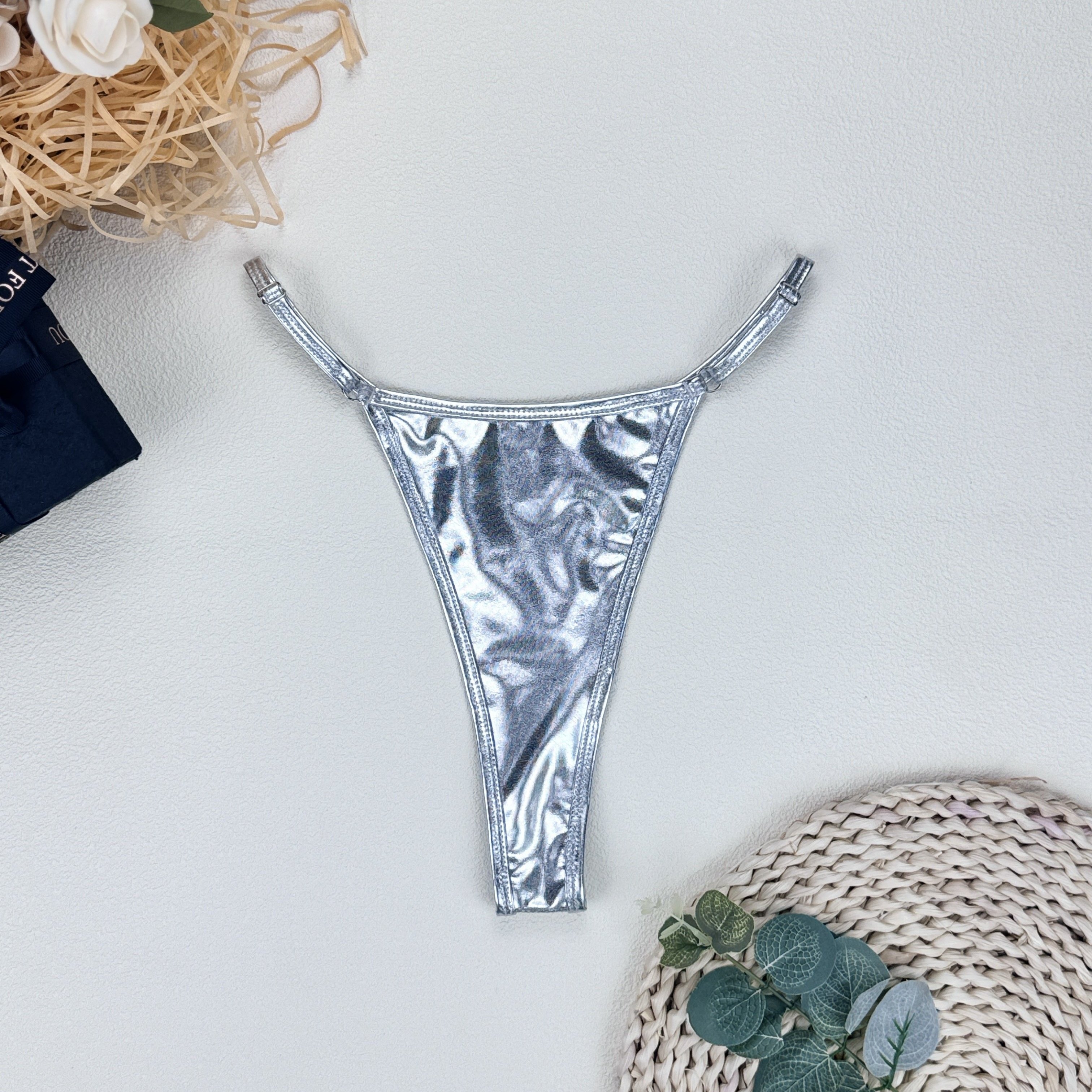 

Glitter Metallic Thongs, Low Waist Intimates Panties, Women's Sexy Lingerie & Underwear