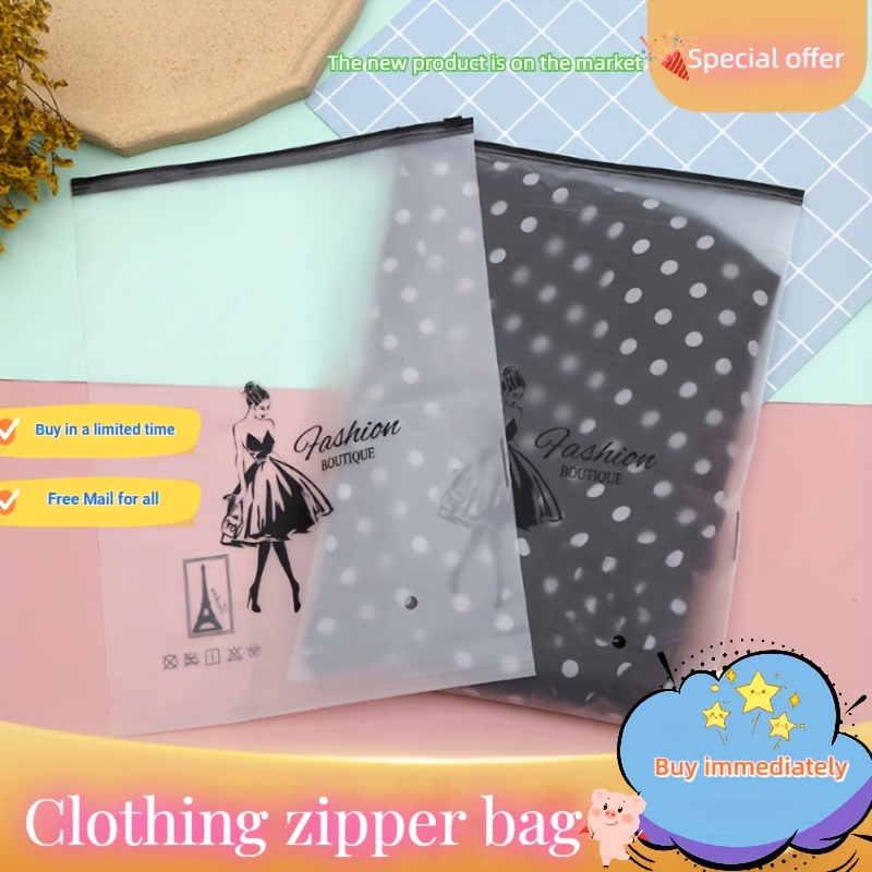 50pcs Frosted Plastic Bag Zipper Clothing Ziplock Bag T - Temu