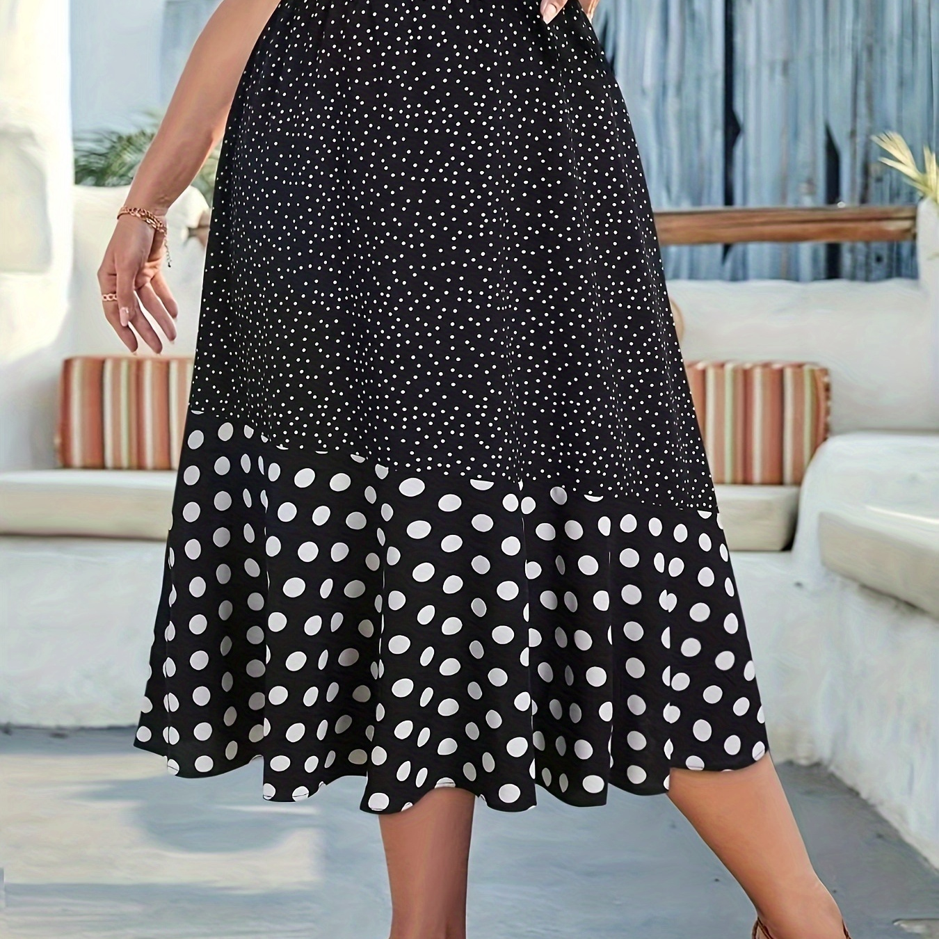

Plus Size Polka Dot Print Skirt, Elegant Skirt For Spring & Summer, Women's Plus Size clothing