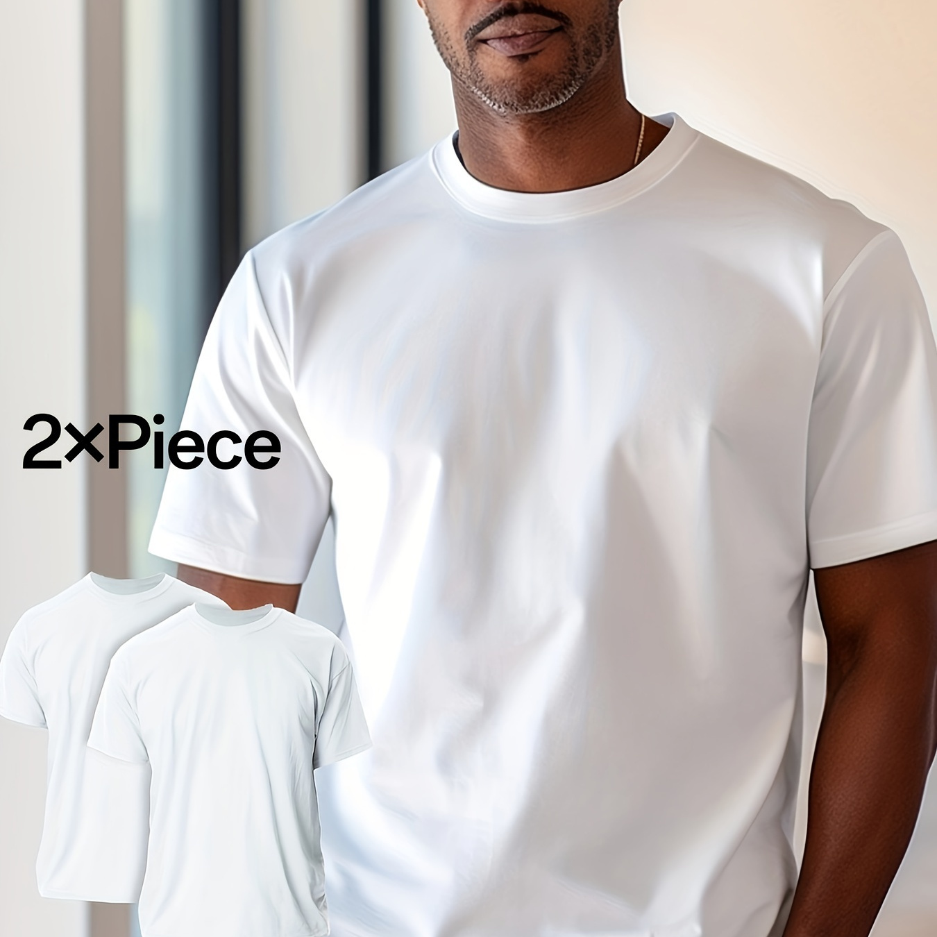 

2/4/6 Pcs Men's Simple Style Casual Solid Tees, Comfy Short Sleeve Crew Neck T-shirt Home Pajamas Top Men's Summer Outdoor Clothing